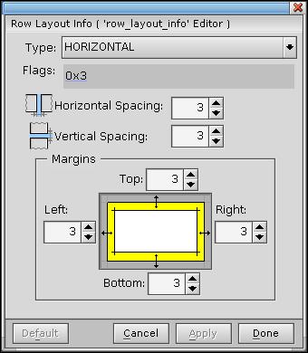 Row layout info editor